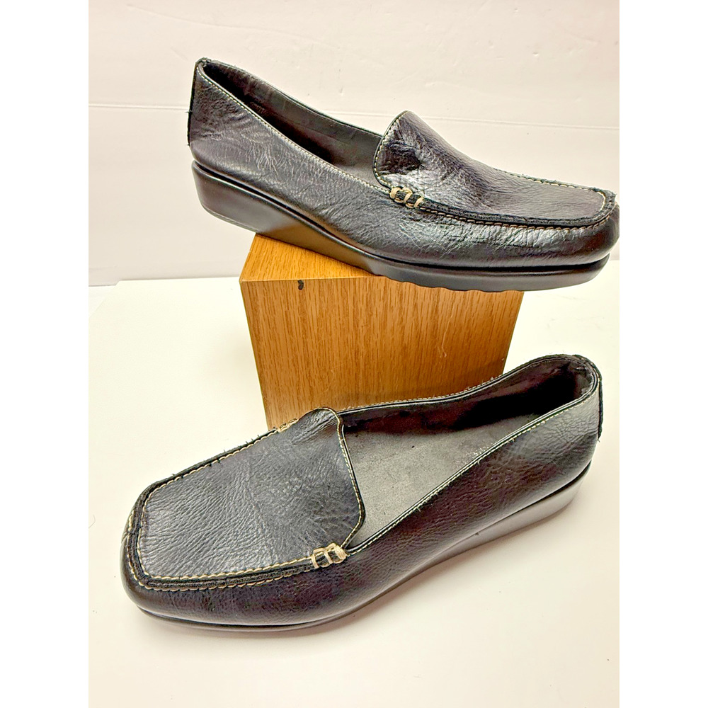 Aerosoles Gondola Black Leather Slip On Loafers Comfort Casual Shoes Size 8M